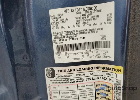 2014 Ford F150 Supercrew from USA, damaged, VIN 1FTFW1ET1EFB16345